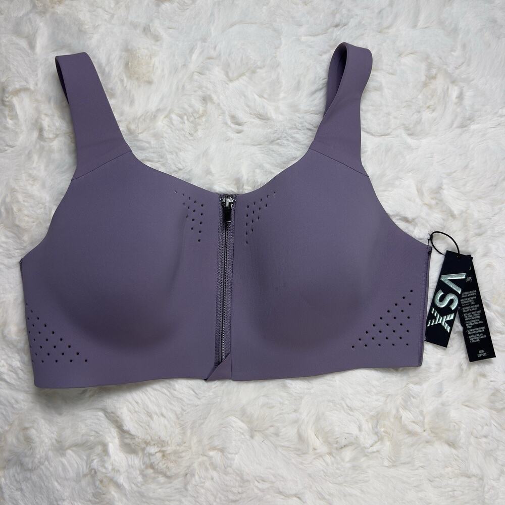 Victoria’s Secret Lilac Featherweight Max Sports Bra Zip Strappy Back 36DDD
